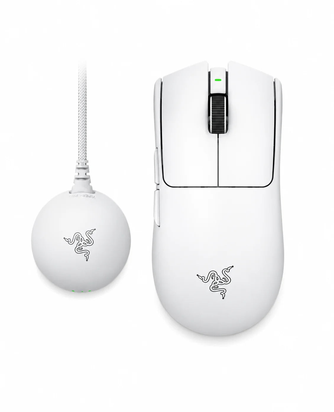 Mouse gamer sem fio Razer Viper V4 Pro branco com dongle e sensor Focus Pro