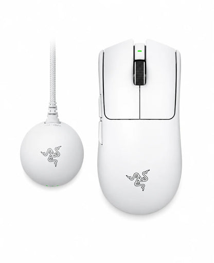 Mouse gamer sem fio Razer Viper V4 Pro branco com dongle e sensor Focus Pro