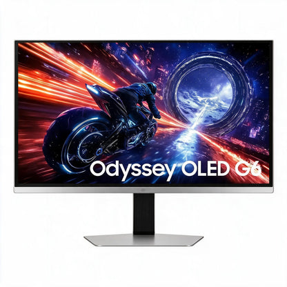 Monitor Samsung Odyssey OLED G6 500Hz 27", 0.03ms, QHD, G-sync, FreeSync, DP, HDMI, USB, ajuste de altura, prata.