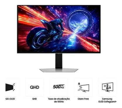 Monitor Samsung Odyssey OLED G6 500Hz 27", 0.03ms, QHD, G-sync, FreeSync, DP, HDMI, USB, ajuste de altura, prata.